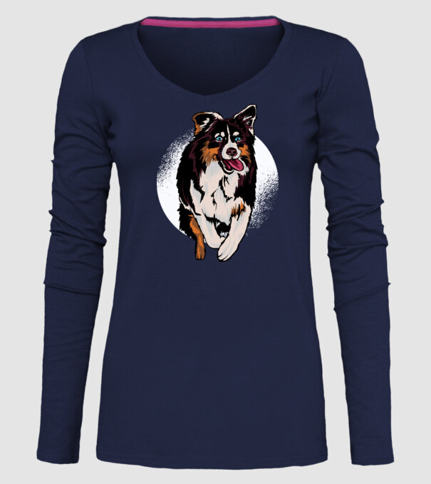 Câine ciobănesc Australian model albastru închis pe tricou