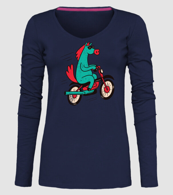 Cal cu bicicletă model albastru închis pe tricou