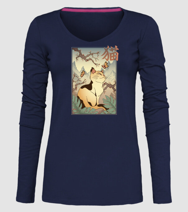 Pictură Pisică model albastru închis pe tricou