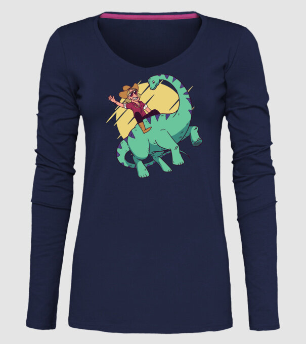 Dinozaur Cowboy model albastru închis pe tricou