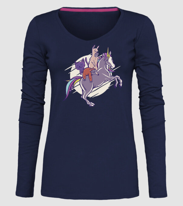 Animale drăguțe pe Unicorn model albastru închis pe tricou