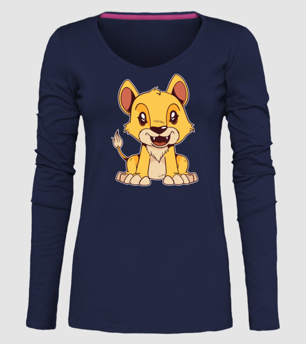 pui de leu drăguț model albastru închis pe tricou
