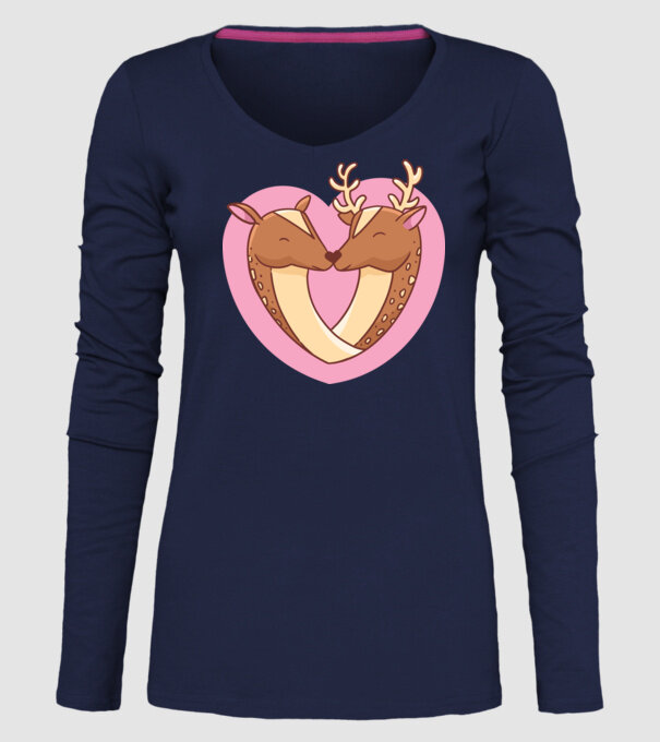 Căprioară și cerb drăguț model albastru închis pe tricou