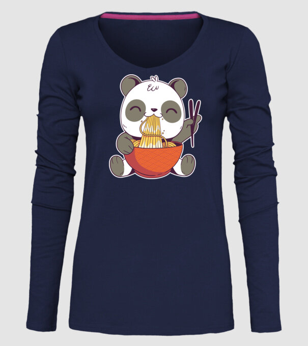 Panda drăguț cu paste model albastru închis pe tricou