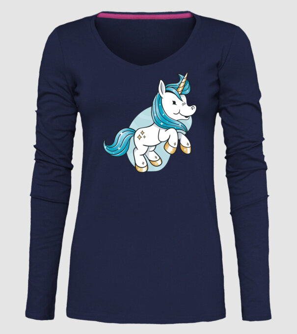Unicorn drăguț model albastru închis pe tricou