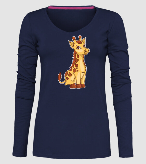 Girafă drăguță model albastru închis pe tricou