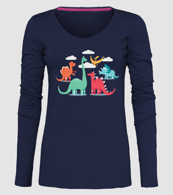 Dinozauri model albastru închis pe tricou