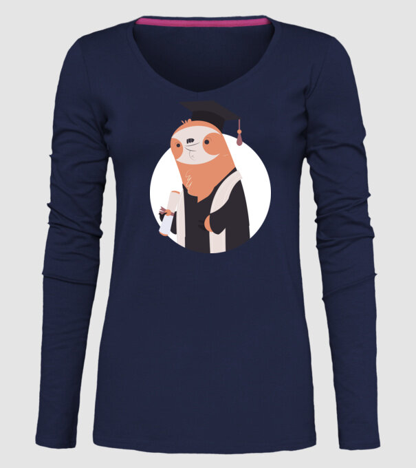 Leneș cu diplomă pentru absolvire model albastru închis pe tricou