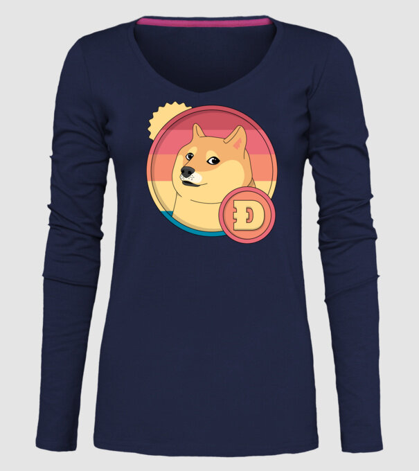 Doge Coin model albastru închis pe tricou
