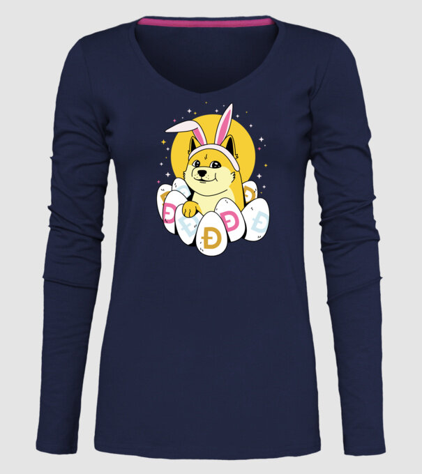 Dogecoin Paște model albastru închis pe tricou