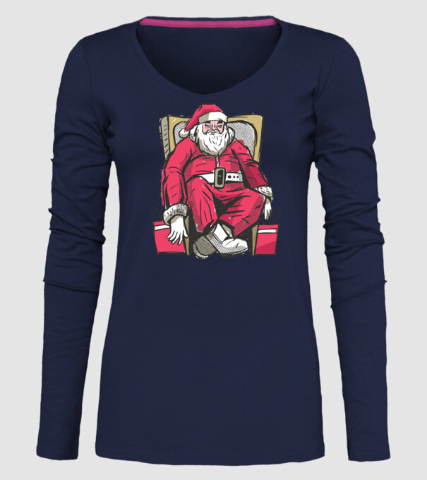 Moș Crăciun Obosit model albastru închis pe tricou