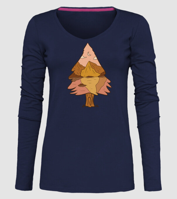 Brad Natură model albastru închis pe tricou
