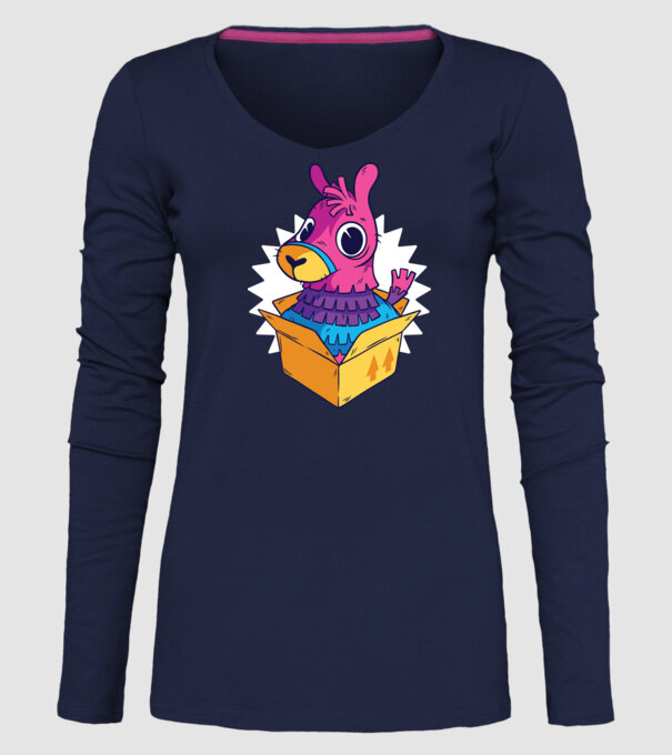 Fortnite Llama model albastru închis pe tricou