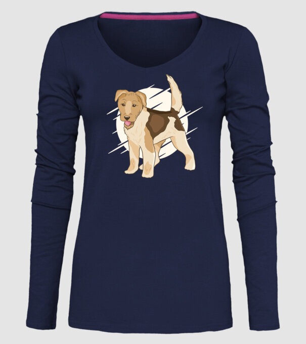 Fox Terrier model albastru închis pe tricou