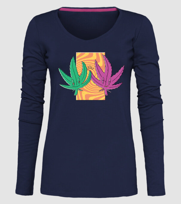 Frunze marijuana salut model albastru închis pe tricou
