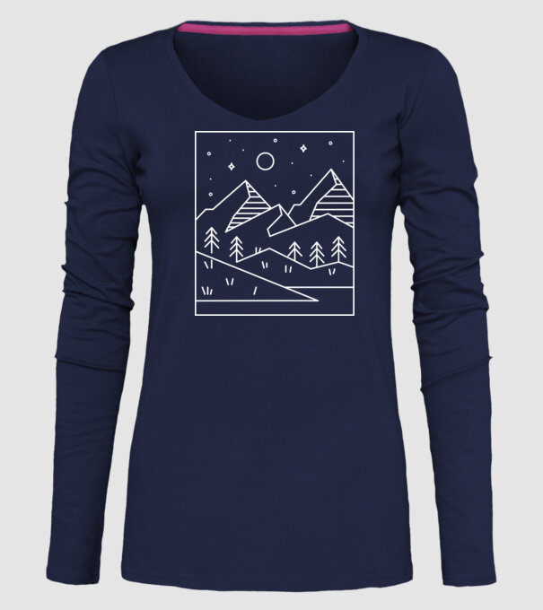 Peisaj geometric model albastru închis pe tricou