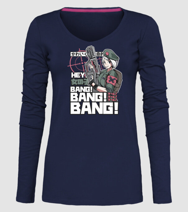 Fată Anime Gerilla model albastru închis pe tricou