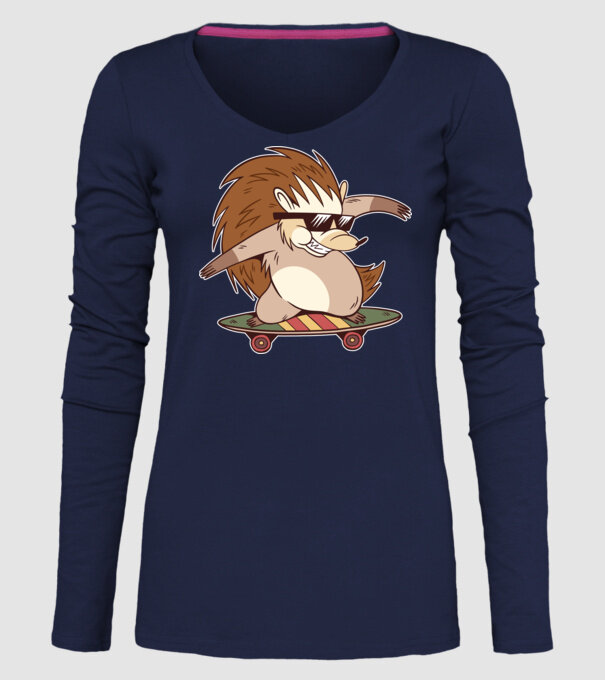 Arici Skateboarder model albastru închis pe tricou