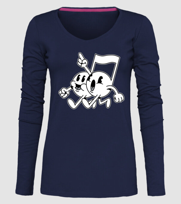 Note muzicale model albastru închis pe tricou