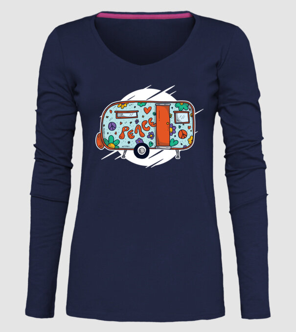 Autorulotă Hippi model albastru închis pe tricou