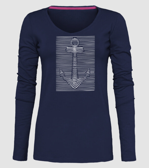Linii Ancoră model albastru închis pe tricou