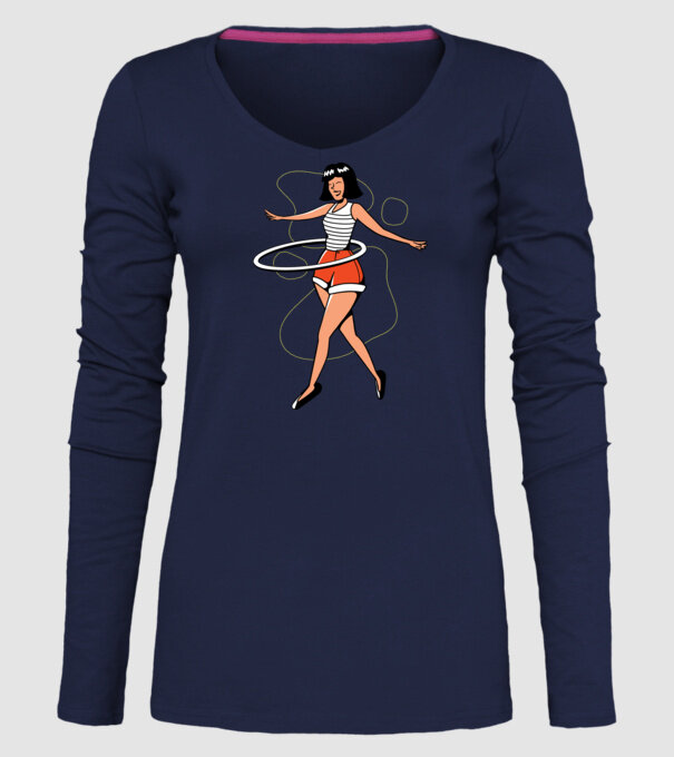 Cerc hula-hoop model albastru închis pe tricou