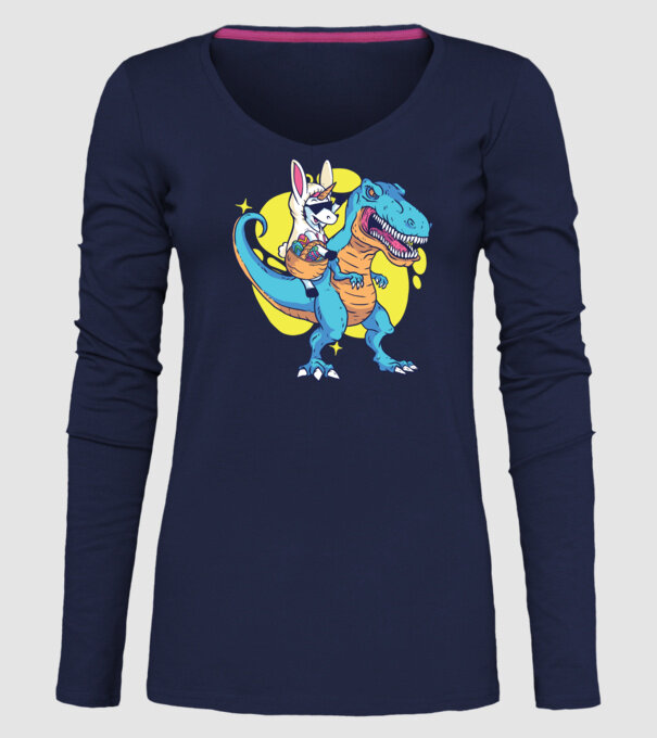 Dinozaur de Paște model albastru închis pe tricou