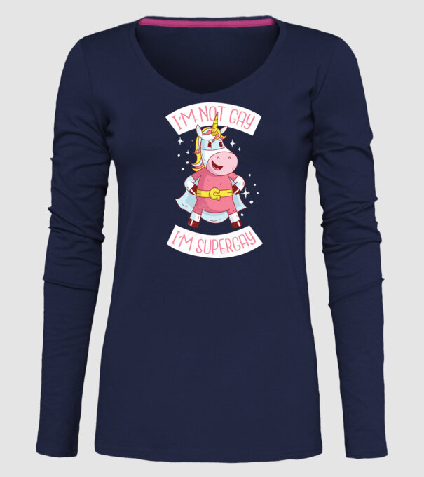 'I''m not gay i''m supergay' model albastru închis pe tricou