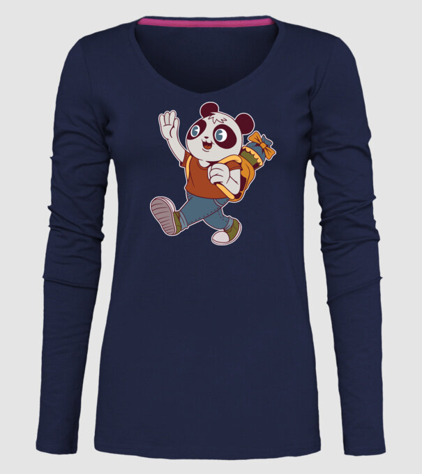 Panda școlar model albastru închis pe tricou