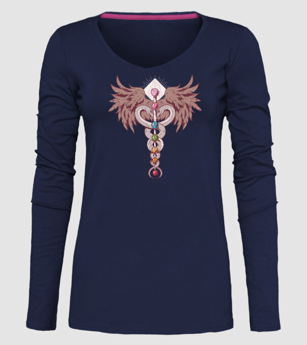 Chakra yoga model albastru închis pe tricou