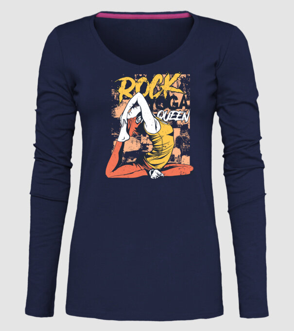 Regina Yoga model albastru închis pe tricou