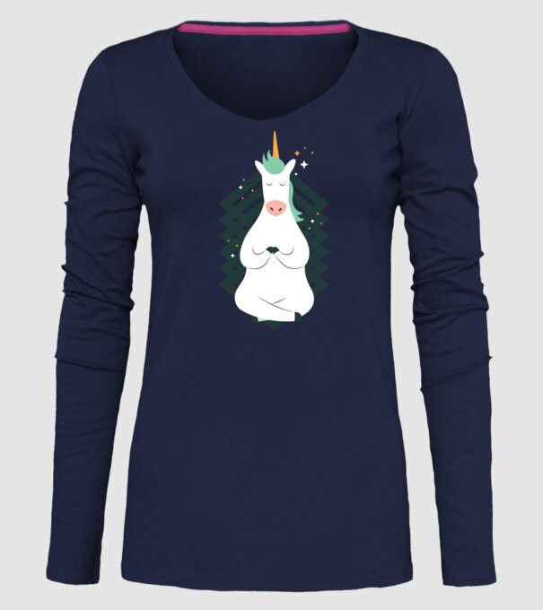 Yoga Unicron model albastru închis pe tricou