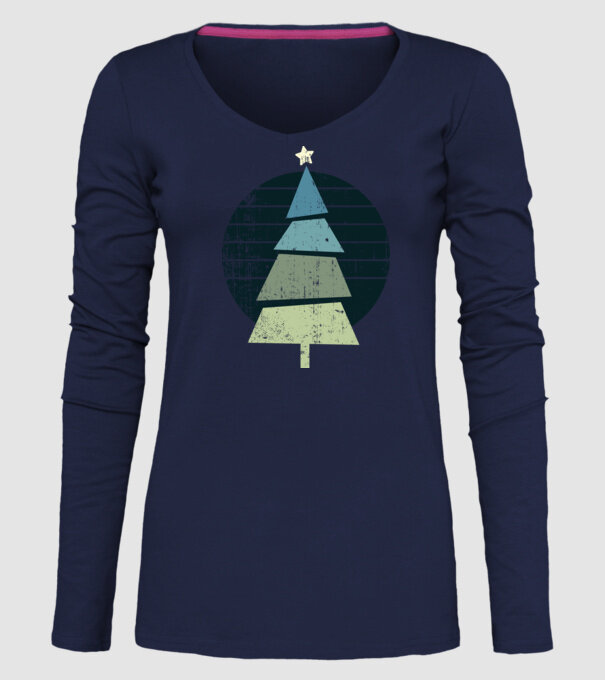 Pom de Crăciun model albastru închis pe tricou
