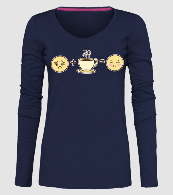 Cafea Fericire model albastru închis pe tricou