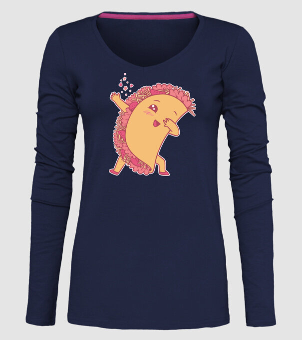 Kawaii Taco DAB model albastru închis pe tricou