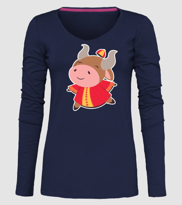 Anul chinezesc - Anul Bivolului model albastru închis pe tricou