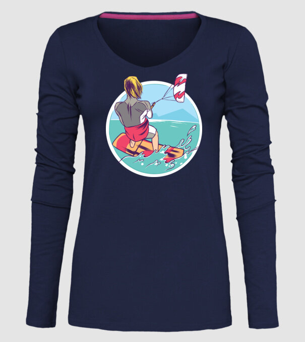Kite Surf model albastru închis pe tricou