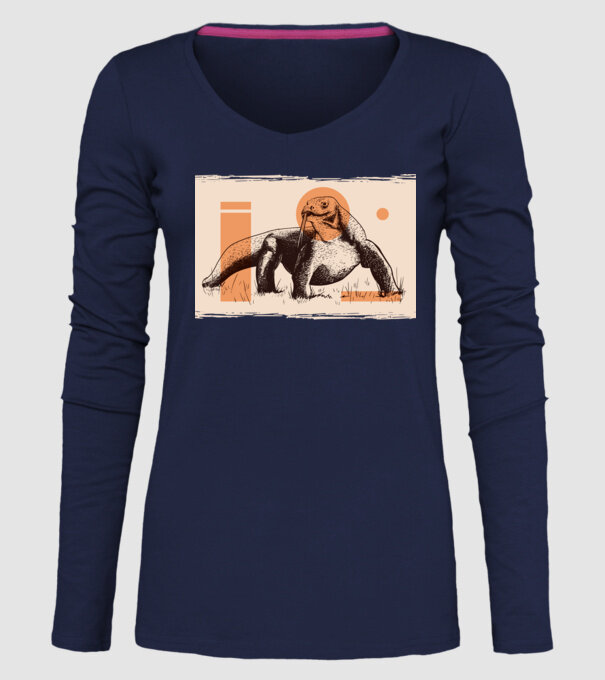 Șopârlă dragon de Komodo model albastru închis pe tricou