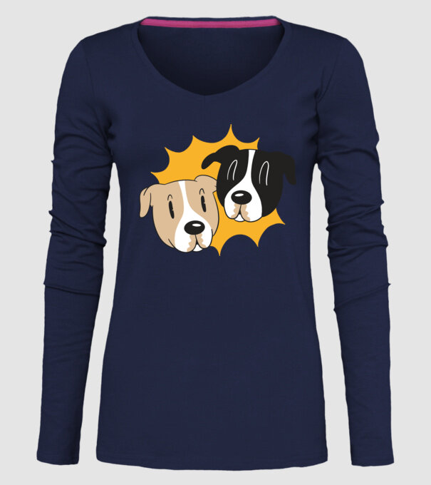 Capete de câini model albastru închis pe tricou