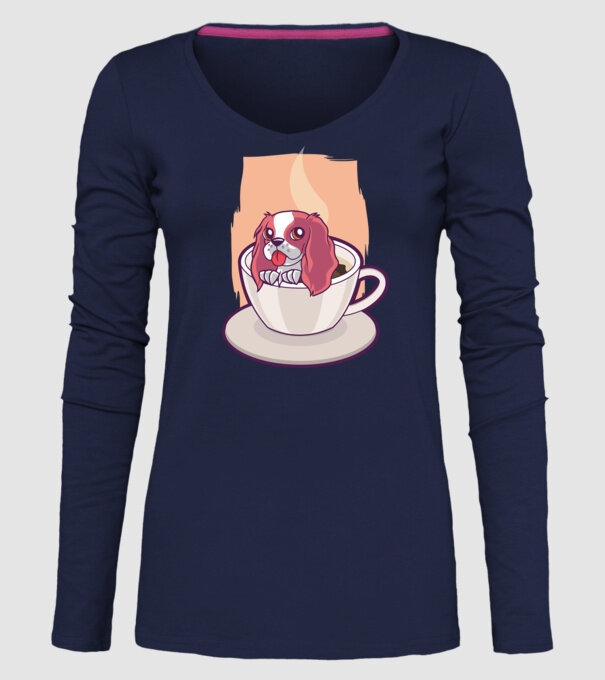 Cafea câine model albastru închis pe tricou