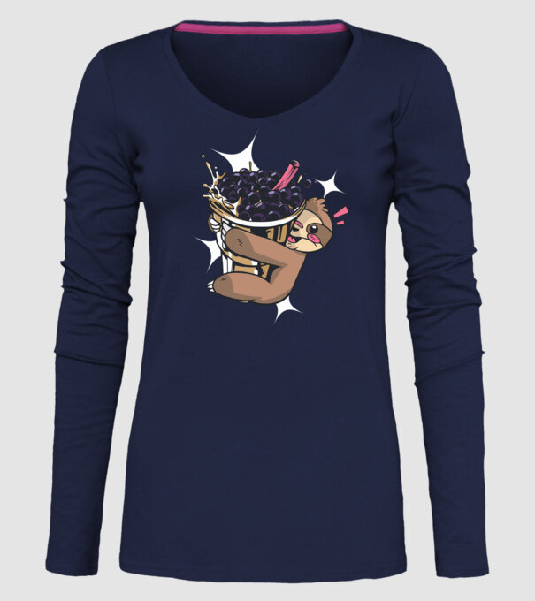 Leneșului îi place ceaiul bubble model albastru închis pe tricou