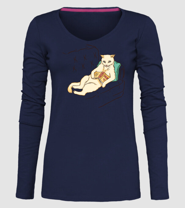 Odihnă Pisică model albastru închis pe tricou