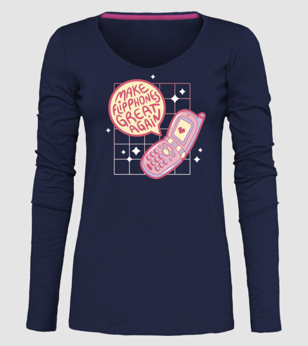 Make Flipphones Great Again Retro model albastru închis pe tricou