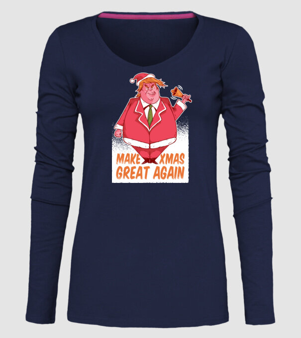 Make Xmas Great again Trump tricou amuzant Crăciun model albastru închis pe tricou