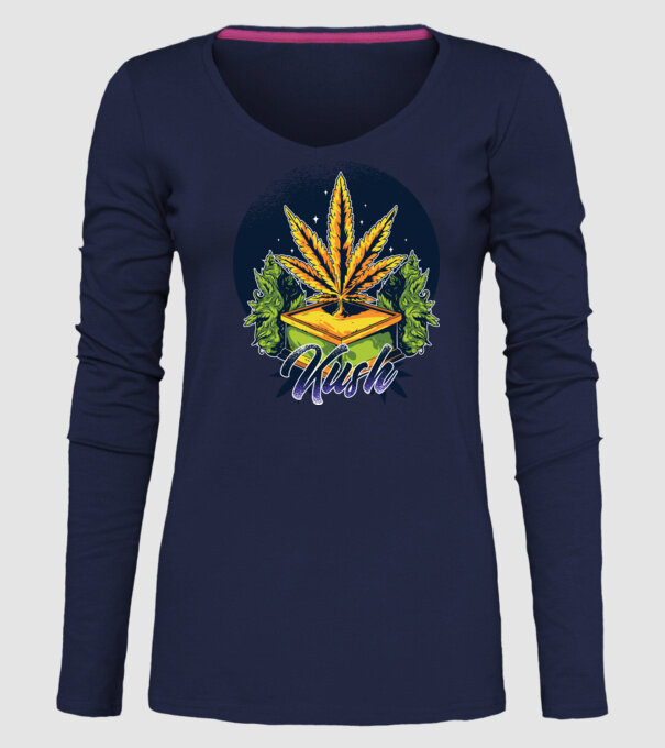 Marijuana Kush model albastru închis pe tricou