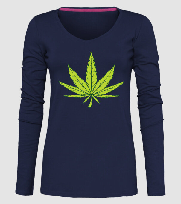 Frunză de marijuana model albastru închis pe tricou
