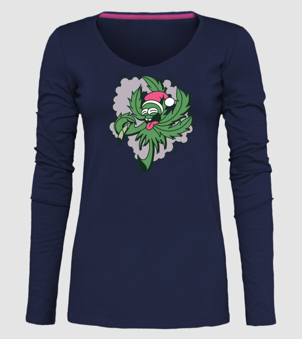 Marijuana Santa model albastru închis pe tricou