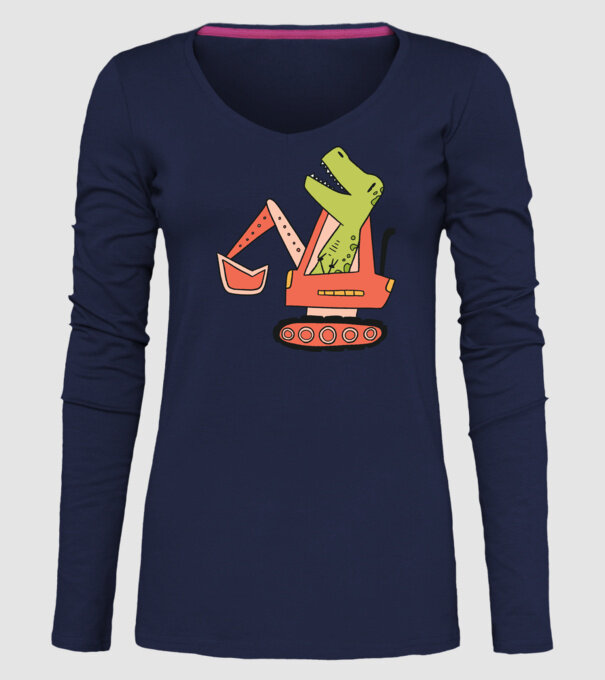 Excavator dinozaur model albastru închis pe tricou