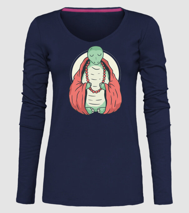 Broasca țestoasă care meditează model albastru închis pe tricou