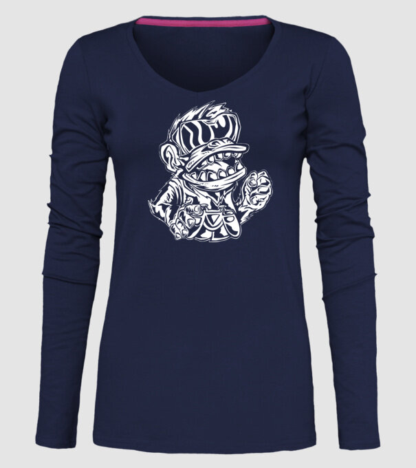 Maimuța Gamer furioasă model albastru închis pe tricou
